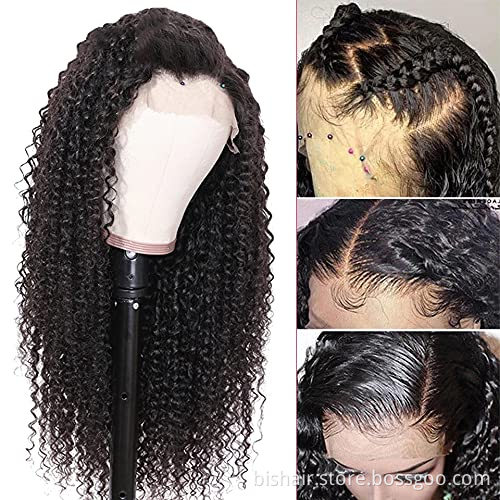 Curly front lace wig real hair kinky curly hair wig, suitable for women 13x1 Brazilian wig, 9A real human hair wig 150% density